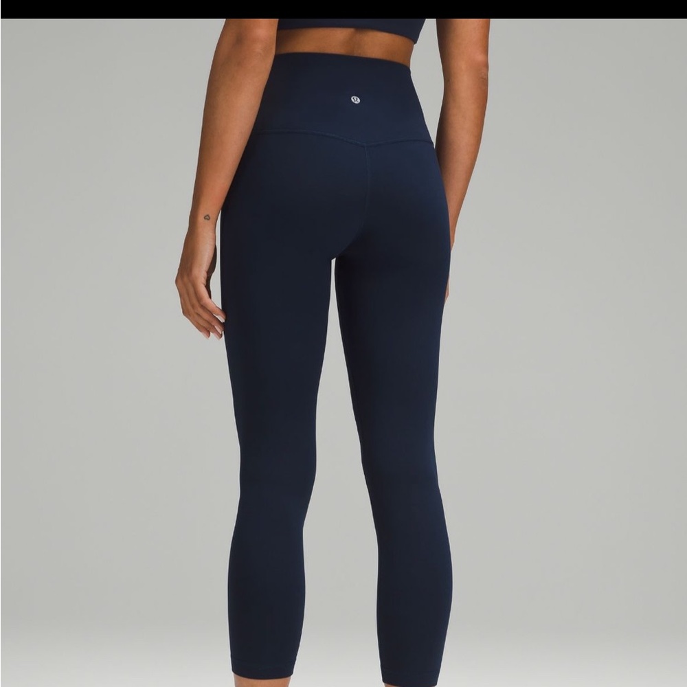 Navy Blue Lululemon Wunder Train High Waisted Leggings 28”